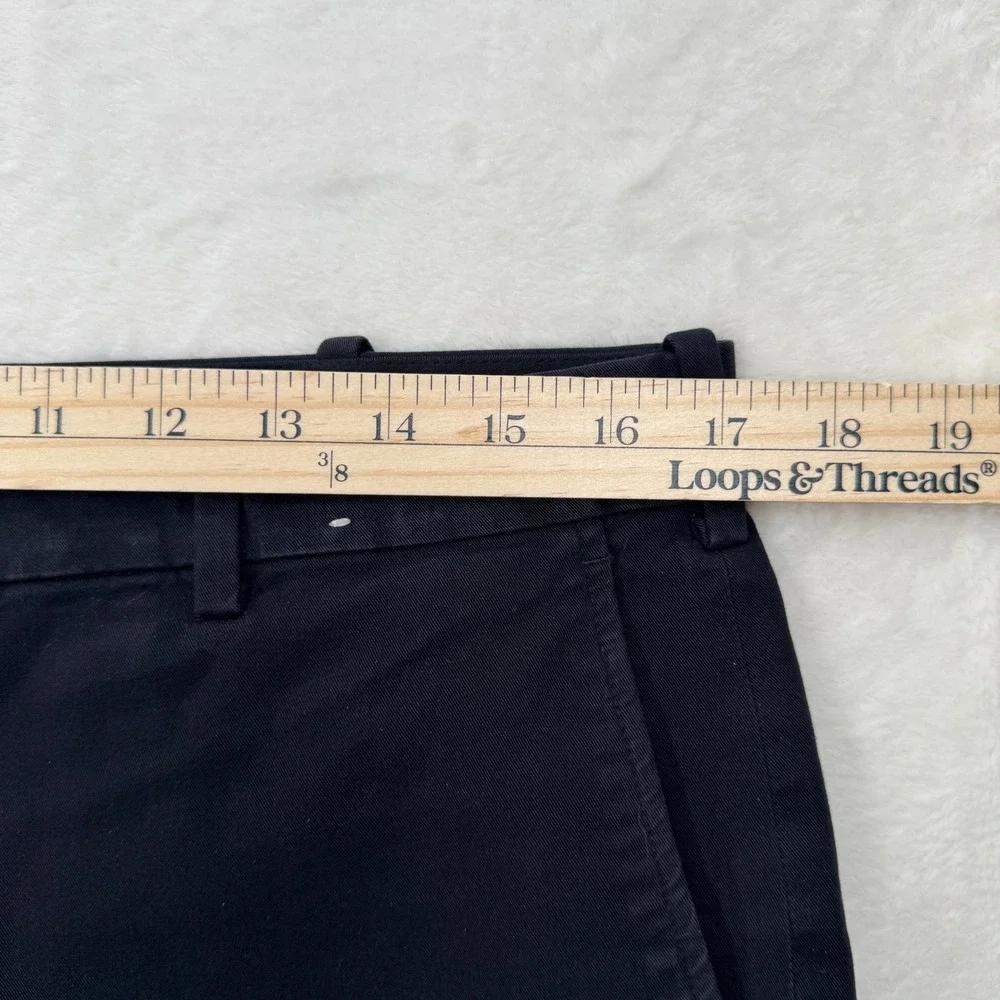 Uniqlo Chino Pants Mens Medium Black Slim Fit Stretch Cotton Flat Front